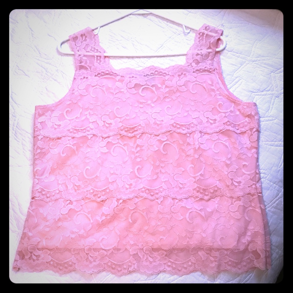 Beautiful Never worn Pink Lace Cami/Shirt